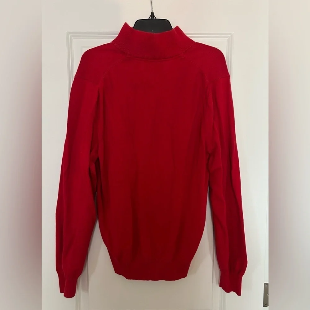 Tommy Hilfiger Men's Large 100% Cotton Red Quarter 1/4 Zip Sweater